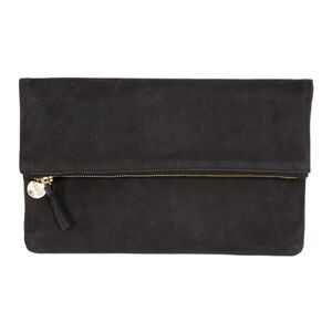 Clare V (Clare Vivier) foldover black leather clutch